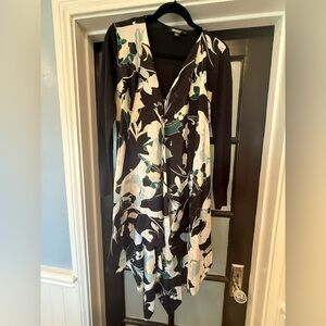 DKNY mixed media flowy long cardigan top